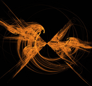 黑色背景上的橙色分形插图。 数字艺术。 三维渲染。 计算机生成的图像