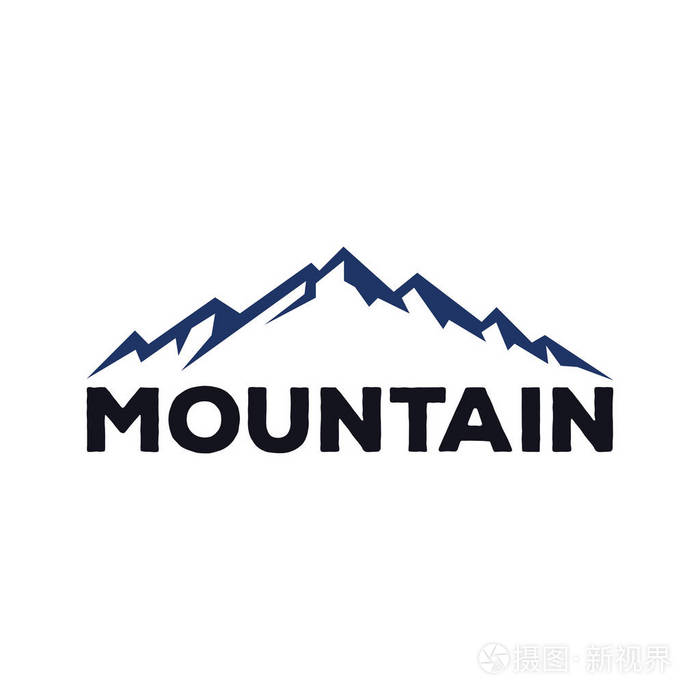 山脉岩石和山峰矢量插图及灵感标志设计