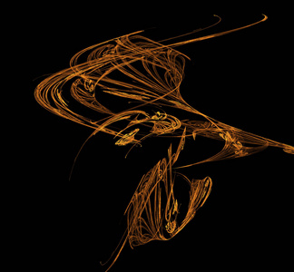 黑色背景上的橙色分形插图。 数字艺术。 三维渲染。 计算机生成的图像