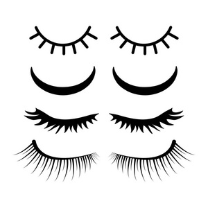 闭眼卡通闭眼与睫毛设置设计隔离白色背景照片