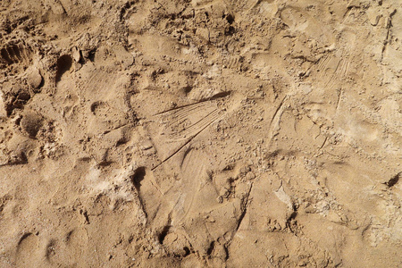 有脚印背景的沙子