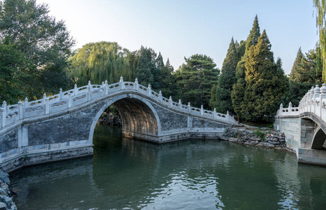 中国北京郊外颐和园的拱桥图片
