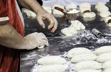 面包面团面包制作细节传统手工烘焙食品和食品