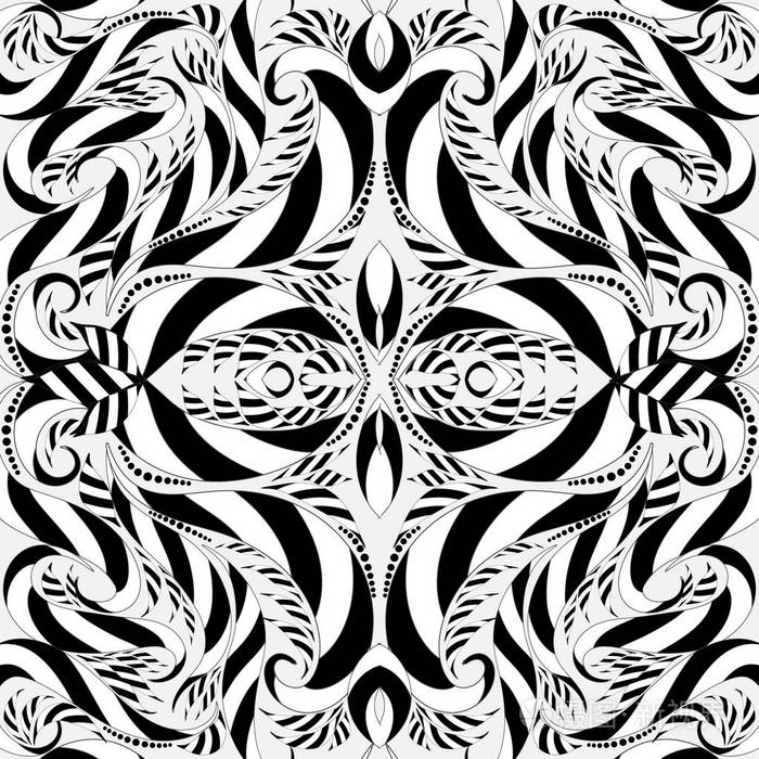 单色观赏抽象背景.重复装饰手绘装饰.纺织品,印花,面料的优雅设计.