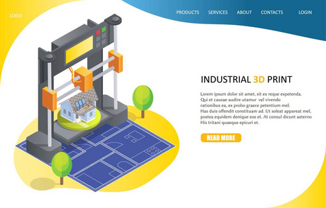 3d 打印过程登陆页网站矢量模板