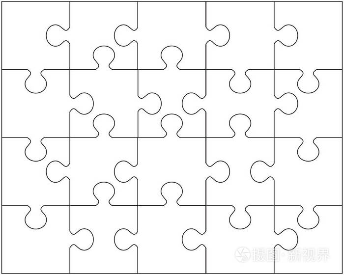 白色拼图分离片的矢量插图