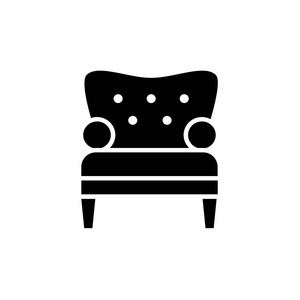  white vector illustration of comfortable tufted armchair. Flat 