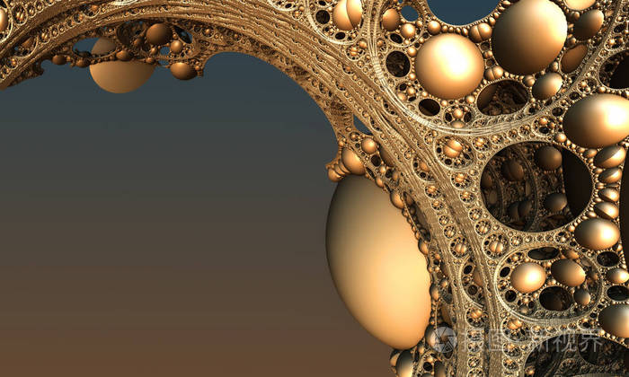 抽象背景奇妙的三维金结构渲染插图