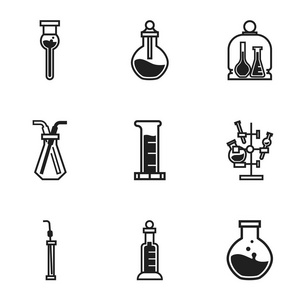 科学化学玻璃图标集, 简约风格