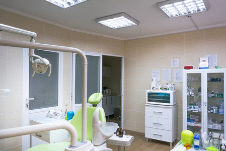 牙科诊所内部。 牙科医学和口腔学的概念。