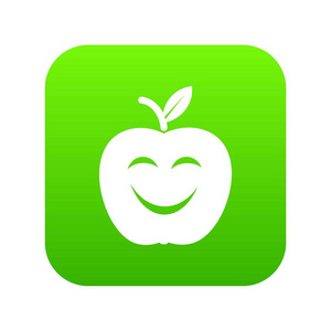 微笑苹果图标绿色向量