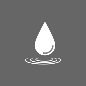 水滴图标. 矢量插图平面设计. 白色的灰色照片