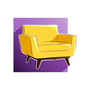 黄色单人沙发家具插图