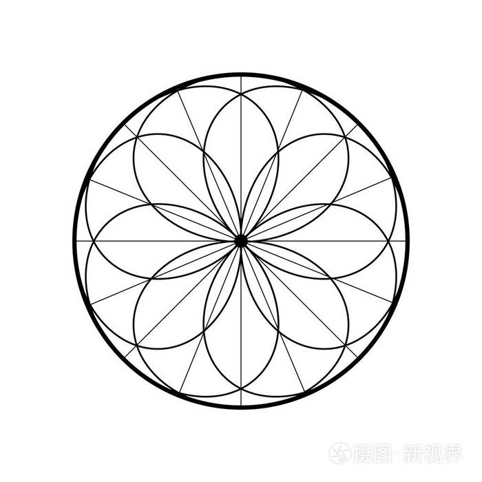 插画 抽象的线条模式.追梦人的图标圆形线性符号.几何圆形状的花.eps