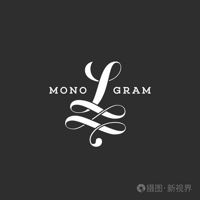 字母l在黑暗背景上的字母设计模板 矢量图.