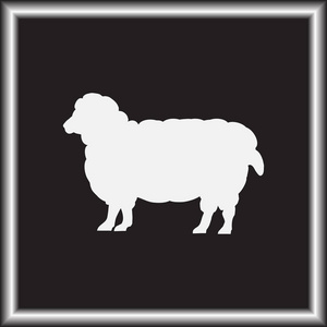 彩色绵羊与羊毛在所有生长。 一个有蹄的农场动物白羊概念食物的素描插图