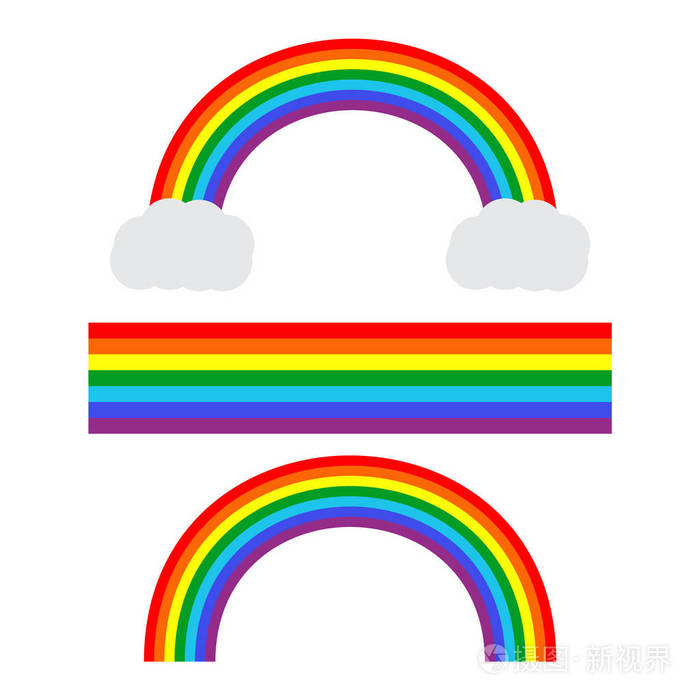 彩虹卡通集隔绝.条纹光拱形图标向量