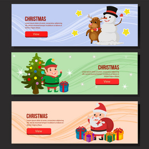 彩色可爱圣诞网页横幅快乐圣诞老人