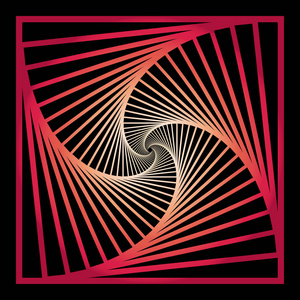 向内同心旋转螺旋方格抽象几何背景. 楼梯光学错觉图案.照片