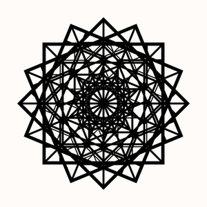 黑色民族图腾几何纹身. 多光束北欧恒星. 石匠的骶骨征象. 矢量图.