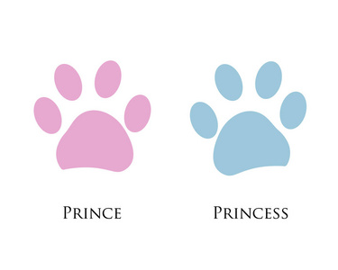 狗爪子印。 女孩男孩。 王子公主