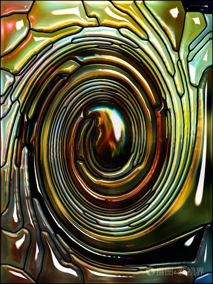 彩色碎片彩色玻璃漩涡图案的抽象设计,以多彩的设计,创意,艺术和想象