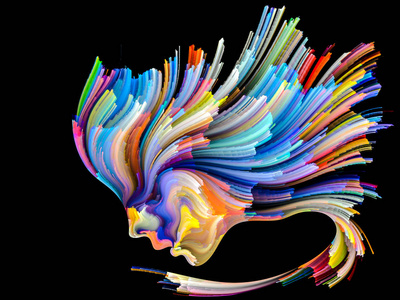 人体轮廓的图形构成和丰富多彩的动漆线条,为创意设计主题,内部世界