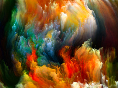 彩色流动系列。 适合音乐创意想象艺术和设计项目的数字颜料流的抽象排列