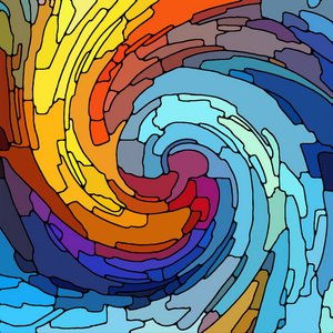 彩色碎片彩色玻璃漩涡图案的编排,以多彩的设计创意艺术和想象为主题