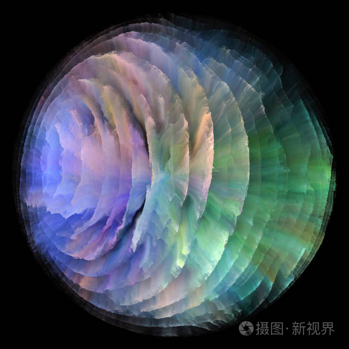 创造力,艺术和设计为主题,在黑色上分离的体积三维分形粒子构成的艺术