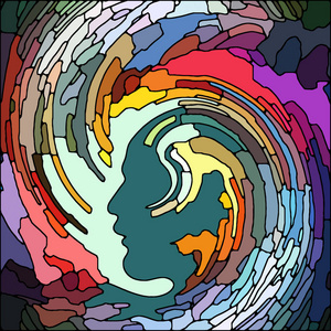 以彩色玻璃漩涡图案构成的彩色碎片图案为隐喻,以多彩的设计,创意