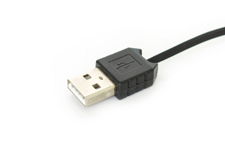 USB充电器黑色技术电话连接白色背景