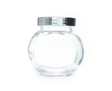 白色背景上的玻璃瓶是空的