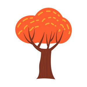 五颜六色的秋树。动画片黄色, 橙色, 红色秋天树为城市公园和森林风景背景向量隔绝