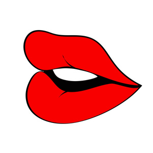 红色卡通妇女嘴唇与牙齿，您的设计股票矢量插图