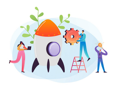 创新与管理创业企业项目创新理念.业务人物发射火箭.