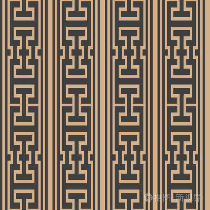 矢量面具无缝复古图案背景东方几何多边形横框格纹线.