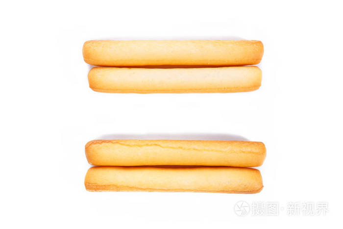 面包粘在白色背景上。