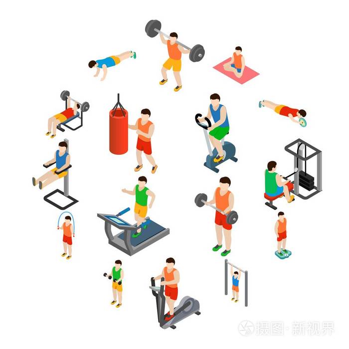 健身房的图标集