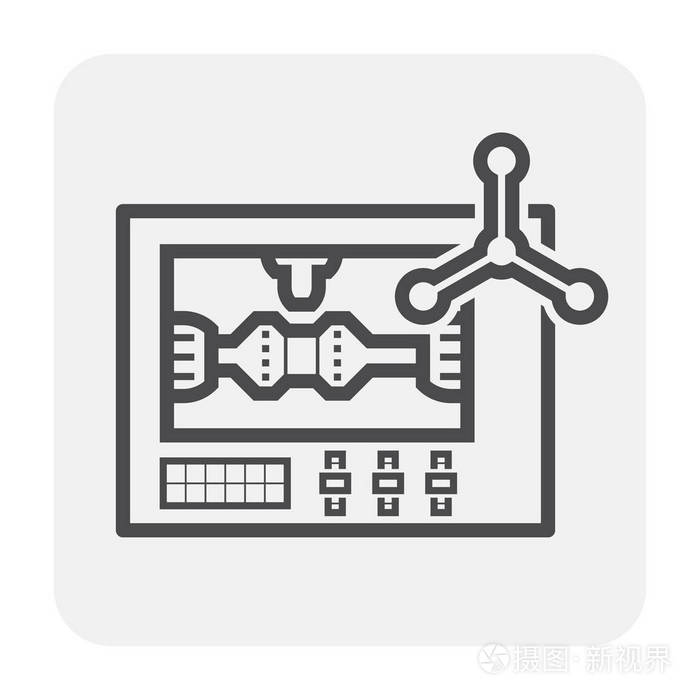 数控铣床图标设计黑色和轮廓