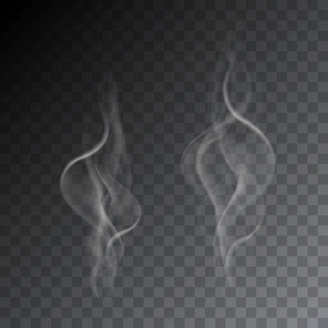 一组真实的插图，从香烟或热饮中分离出来的透明背景矢量