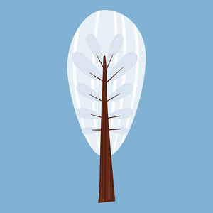 冬天的树装饰风格化, 雪, 。向量, 动画片样式, 查出