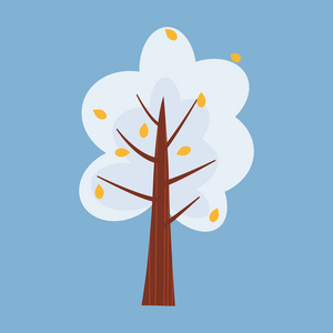 冬天的树装饰风格化, 雪, .向量, 动画片样式, 查出照片