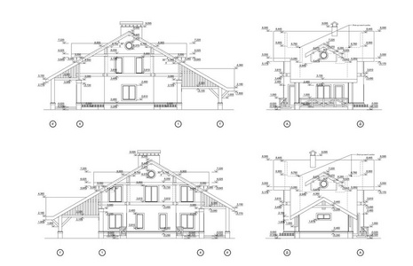 私人住宅门面一套详细的建筑技术图纸矢量蓝图