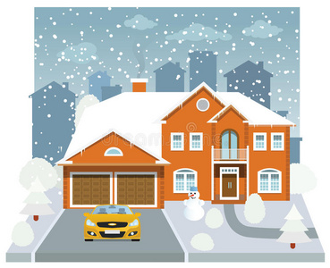冬季家庭住宅透视图