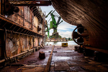 码头 金属 船坞 维修 船体 海事 商业 建设 起重机 重的