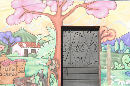 萨尔瓦多阿塔科一所房子的壁画图片