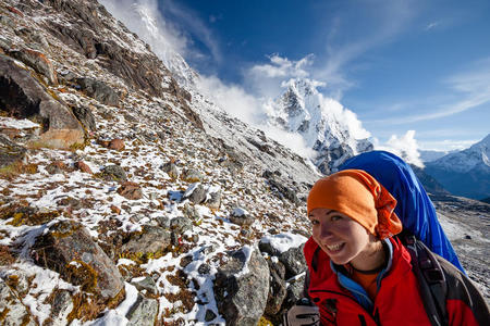 喜马拉雅山的徒步旅行者