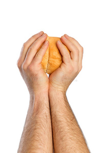 手掰面包与背景隔绝图片
