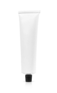 空白包装白色牙膏管隔离白色背景与裁剪路径准备产品设计